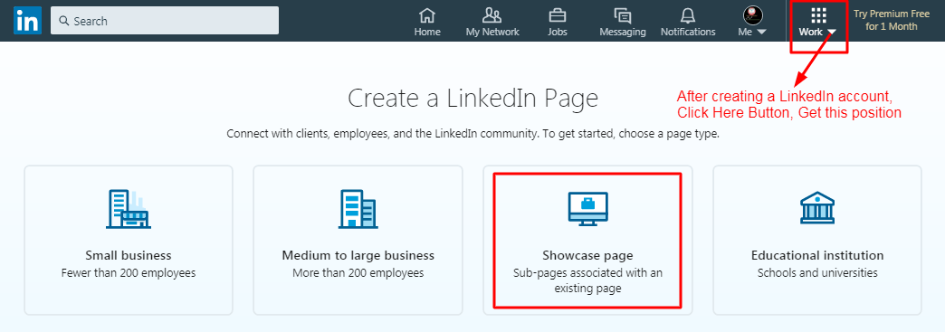 how to get linkedin business page link